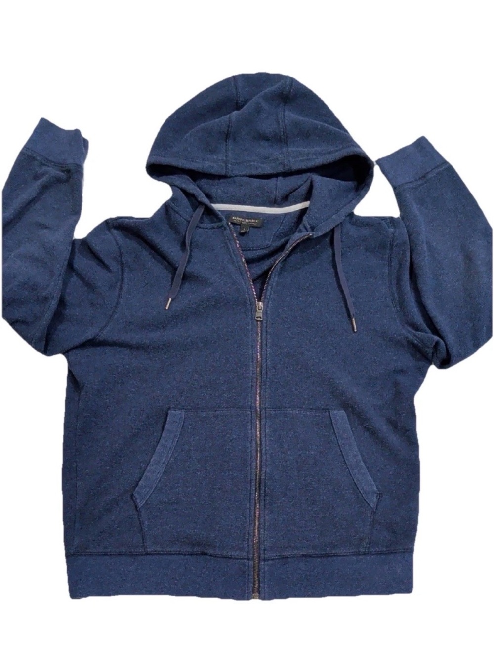 Banana Republic Blue Ultra-Soft Waffle Zip Hoodie
